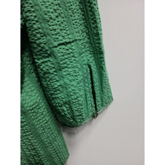 VTG Nine & Company Womens Top Size 12 Green Textured Tie Back 3/4 Sleeve Preppy - Picture 7 of 10